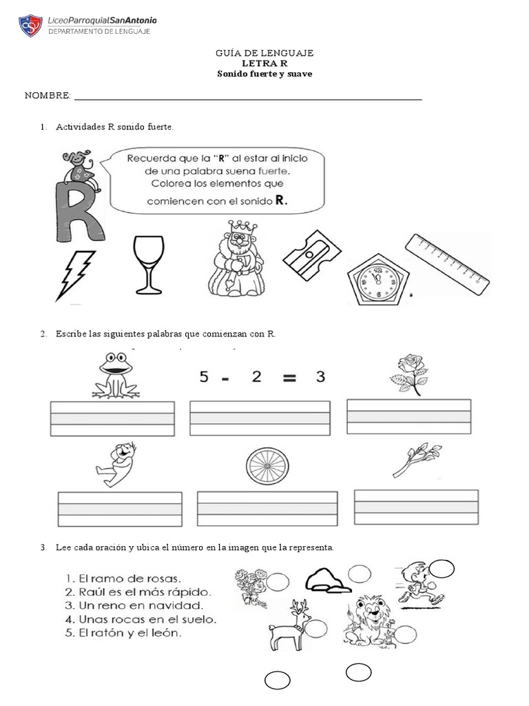 Actividades de la letra R: fuerte y suave | PDF