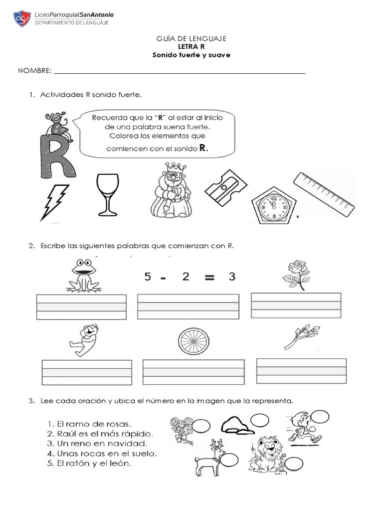 letra r sonido fuerte y suave.docx | PDF