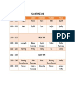 Y3 Timetable