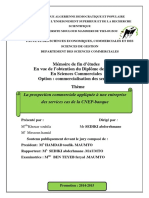 Mémoire de Fin D'études en Vue de L'obtention Du Diplôme de Master en Sciences Commerciales Option: Commercialisation Des Services