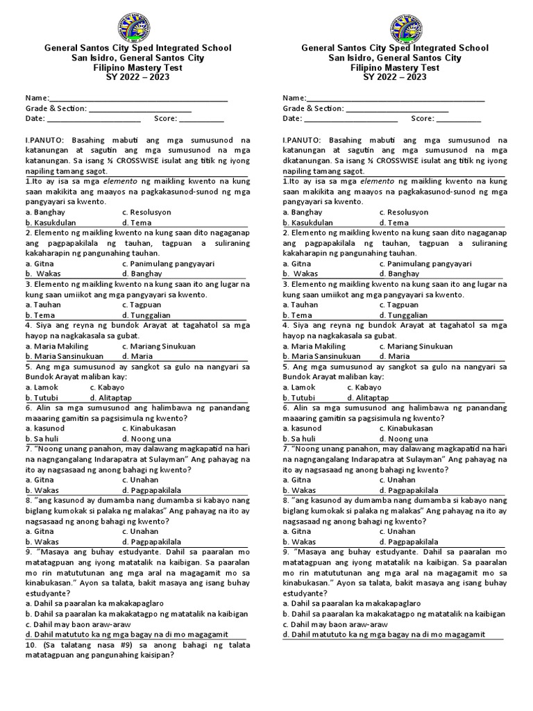 filipino-mastery-test-3nd-qtr-pdf