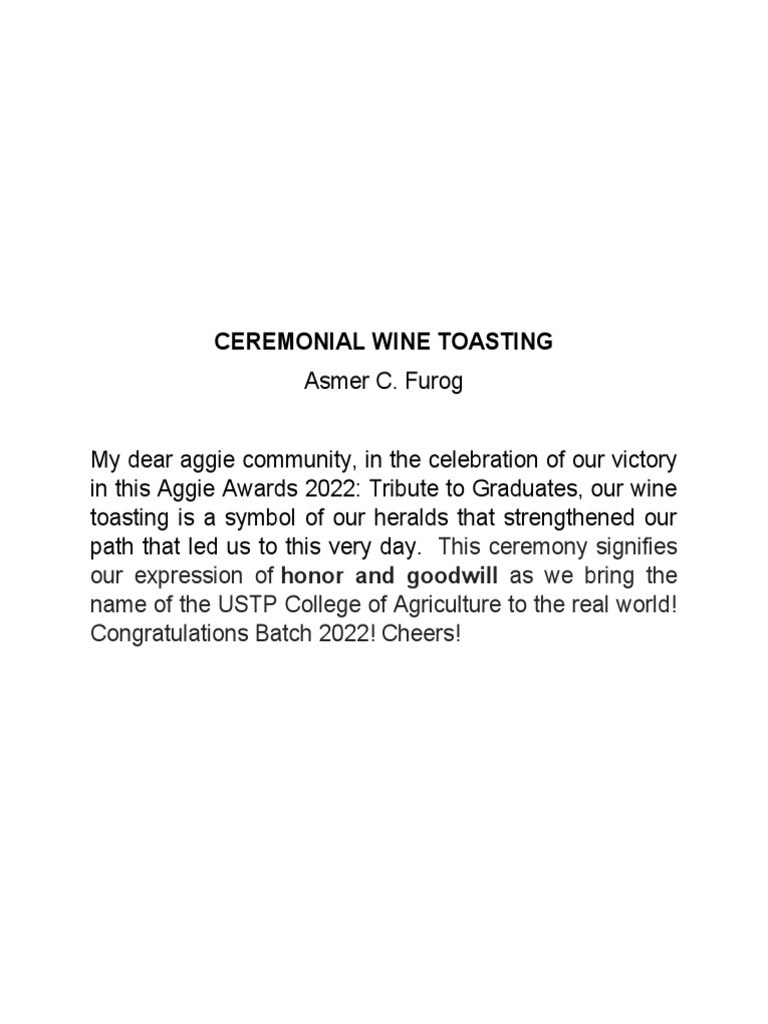 Ceremonial Wine Toasting PDF