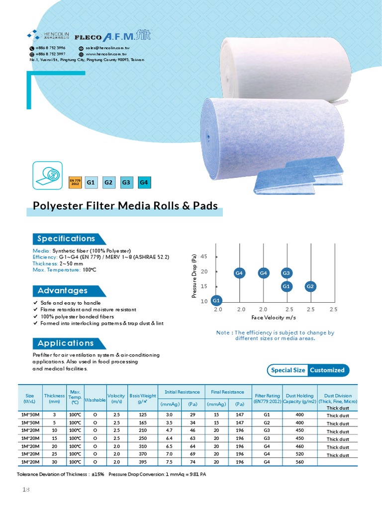 Polyester Filter Media Rolls & Pads PDF Polyester Building Materials