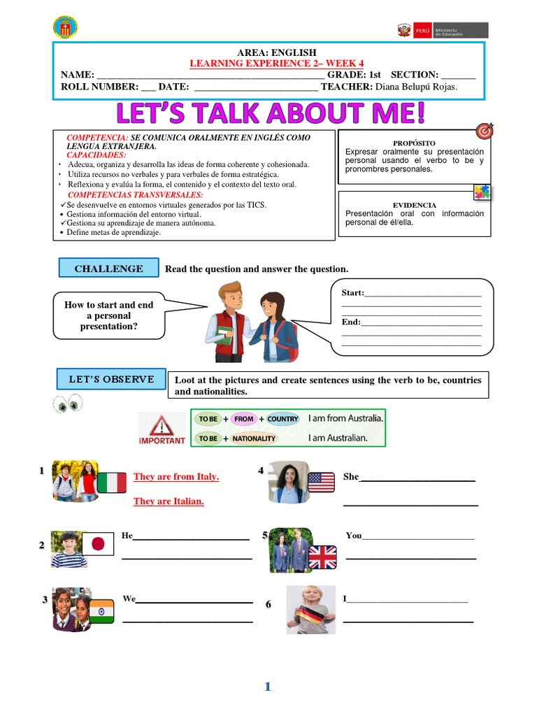 Speaking Worksheet PDF Speech Grammar