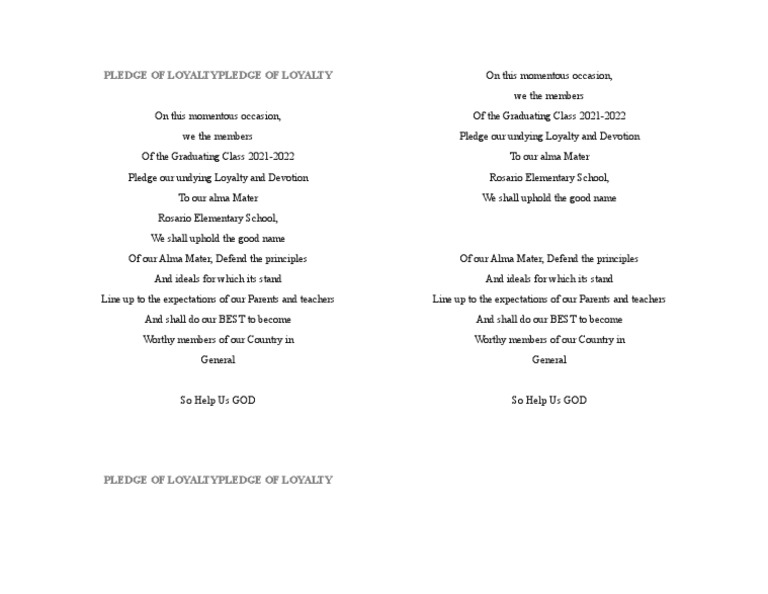 Graduation Pledge of Loyalty 2022 | PDF