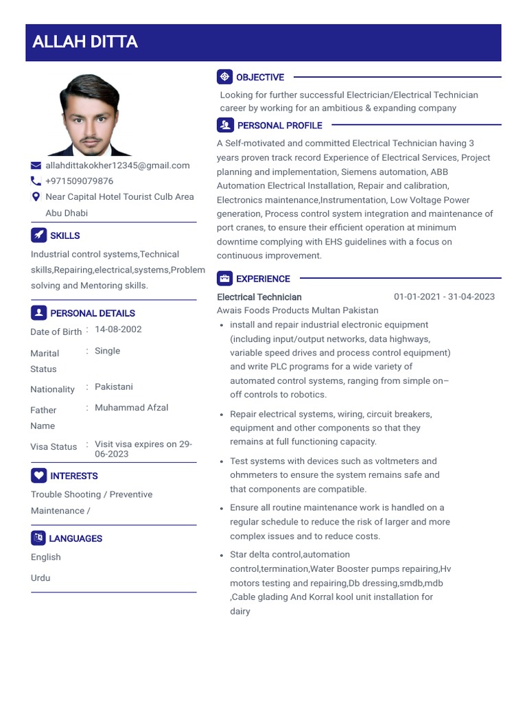 Allah Ditta 1 | PDF | Electrician | Automation