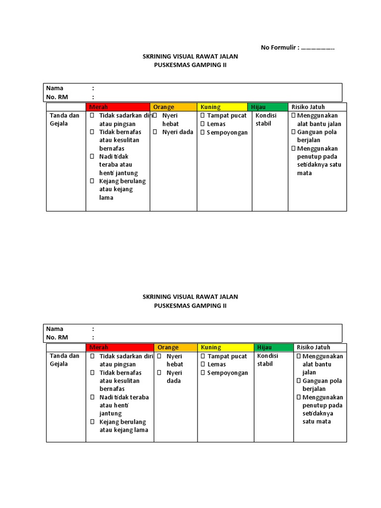 Skrining Visual Risiko Jatuh Puskesmas | PDF