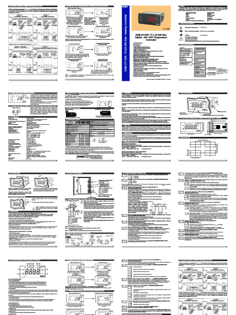 Digital ON-OFF Temperature Controller ESM-3711HN - ENG | PDF | Power ...