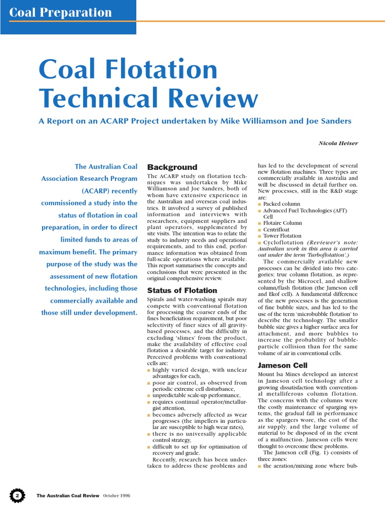 Advances in Coal Flotation Technologies | PDF | Industrial Processes ...