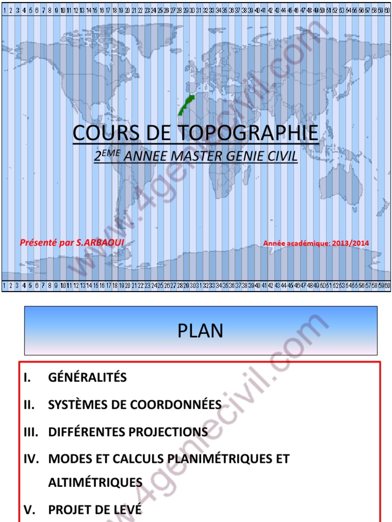 Cours de Topographie Générale PDF | PDF | Topographie | Cartographie