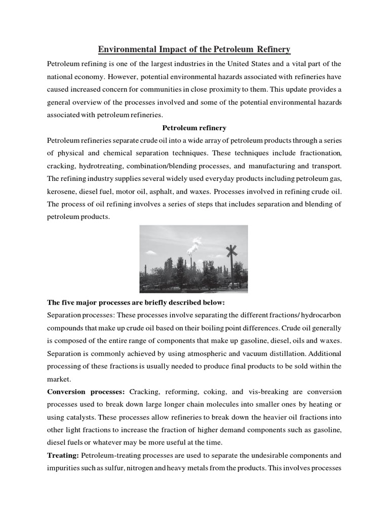 Environmental Hazards of Oil Refineries | PDF | Oil Refinery | Petroleum