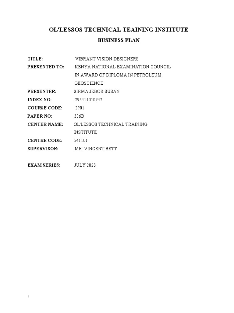 Business Plan 1 Pdf Pricing Sales