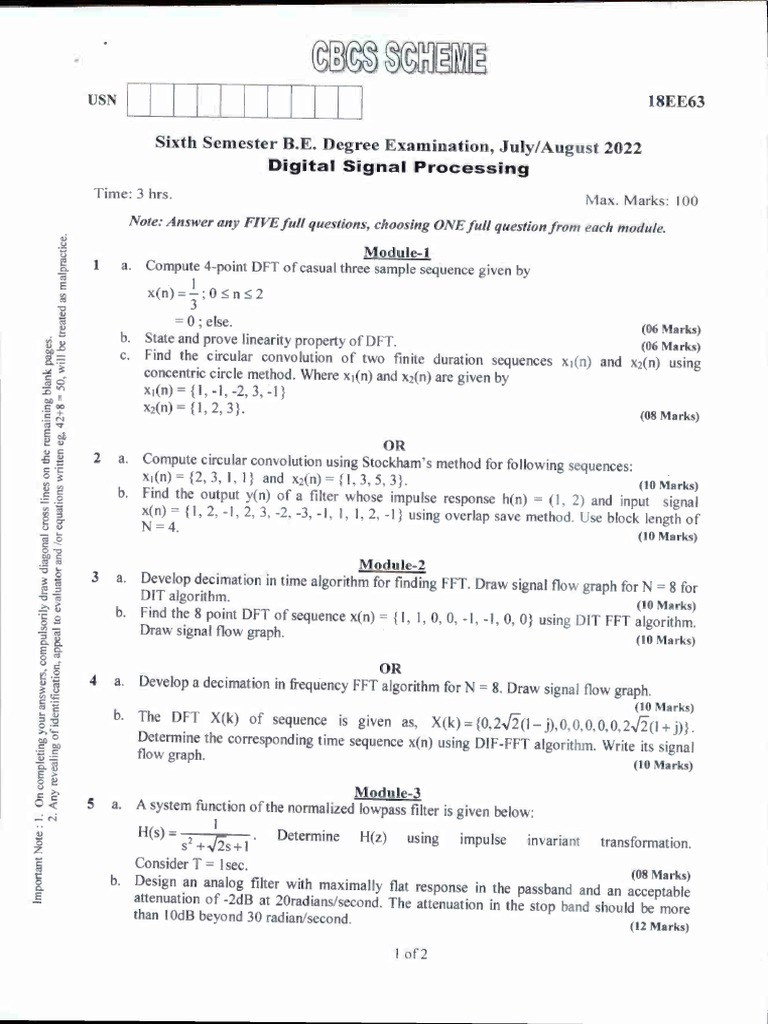 VTU Exam Question Paper With Solution of 18EE63 Digital Signal Processing Aug2022Sumit Mohanty