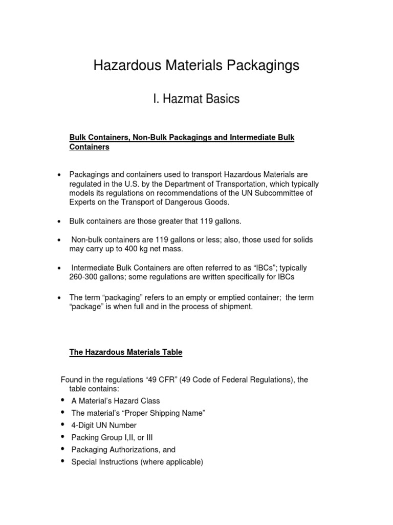 Hazmat Packaging PDF Dangerous Goods Occupational Safety And Health