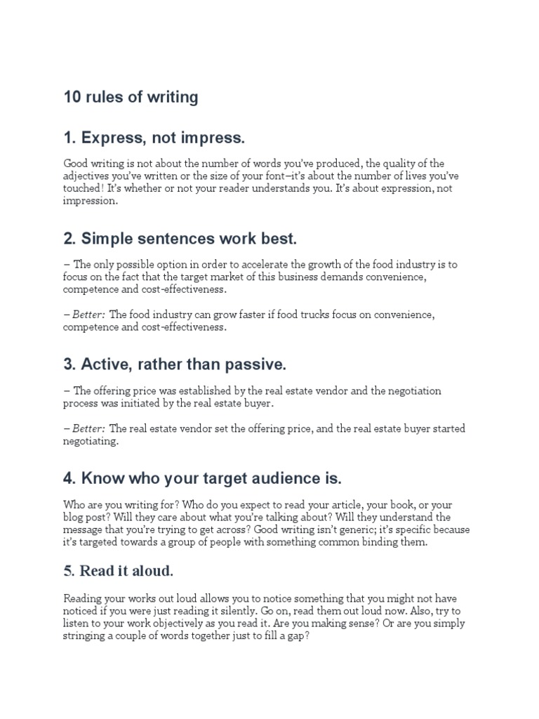 10 Rules of Writing | PDF | Human Communication | Linguistics