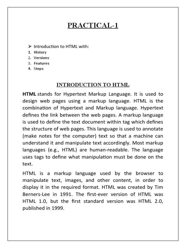 Practical 1 | PDF | Html | Html Element
