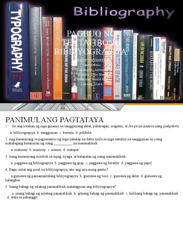 Pagbuo NG Tentatibong Bibliyograpiya | PDF