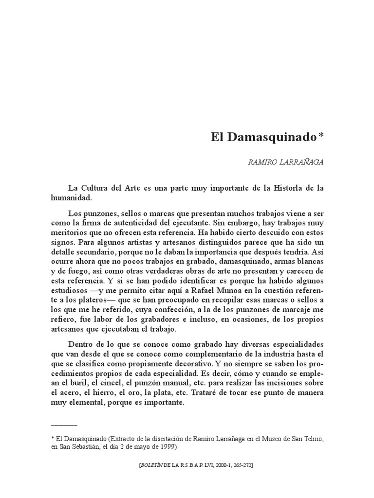 El Damasquinado por Ramiro Larrañaga | PDF
