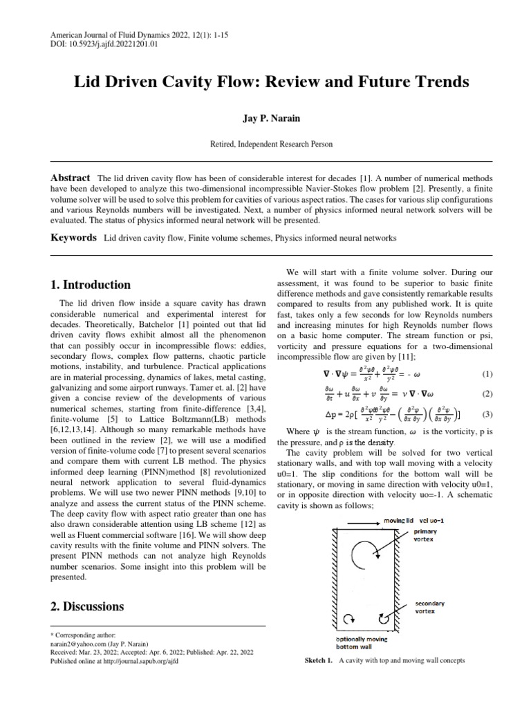 Lid Driven Cavity Flow: Trends & Methods | PDF | Fluid Dynamics | Vortices