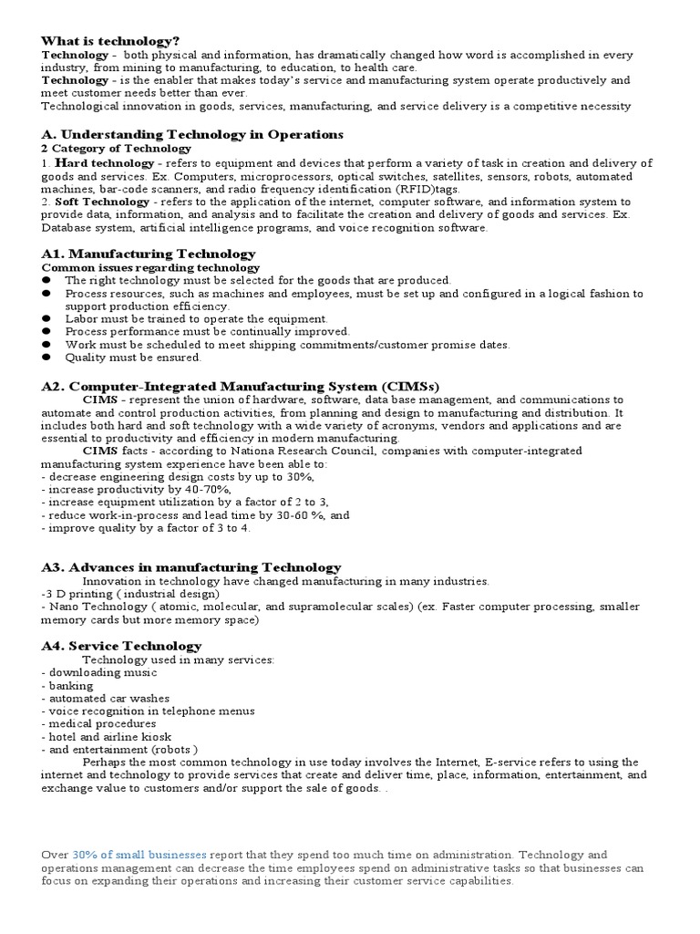 Technology and Operration Management | PDF | Automation | Operations ...