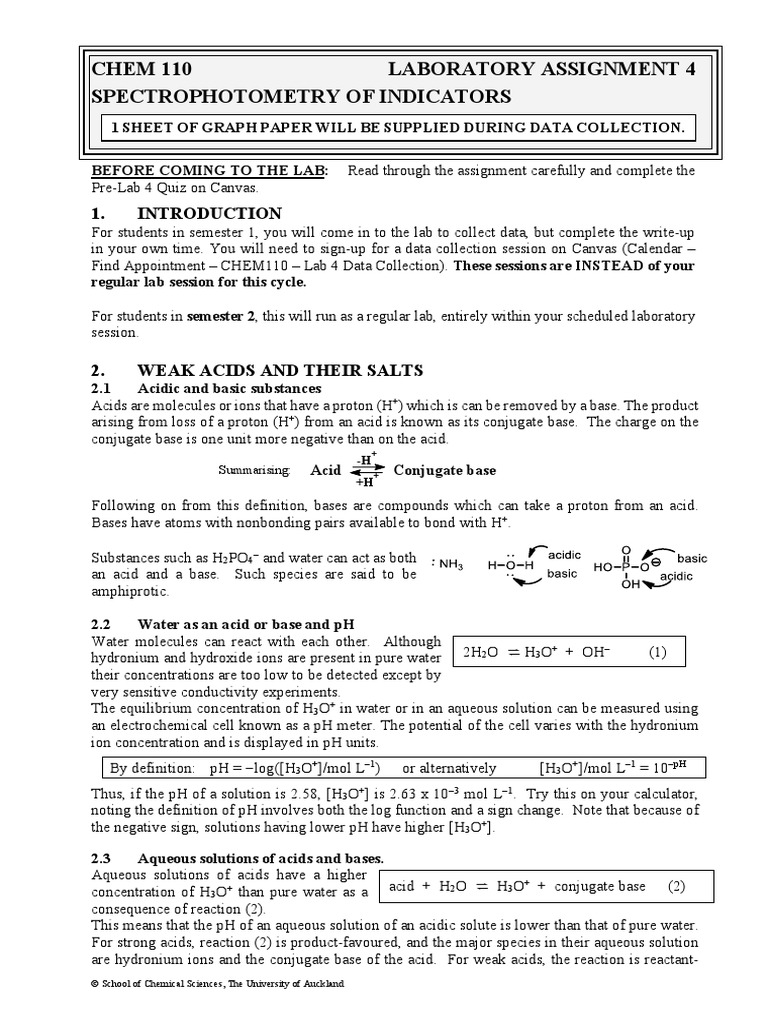 Lab 4 Spectrophotometry PDF Acid Ph