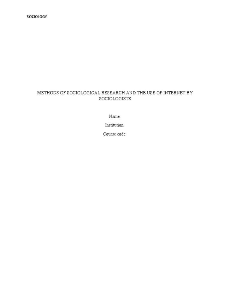 Methods of sociological research and the use of internet by