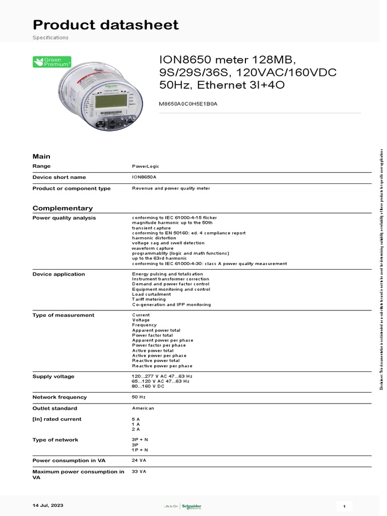 PowerLogic ION8650 - M8650A0C0H5E1B0A | PDF | Ac Power | Alternating ...