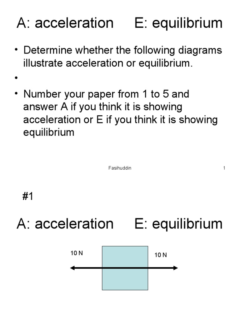 Acceleration or Equilibrium Practice Quiz PDF