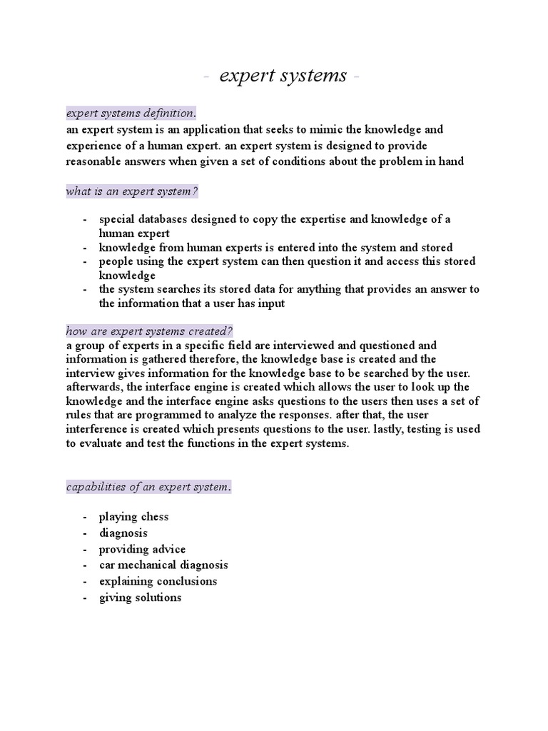 Understanding Expert Systems | PDF | Expert | Input/Output