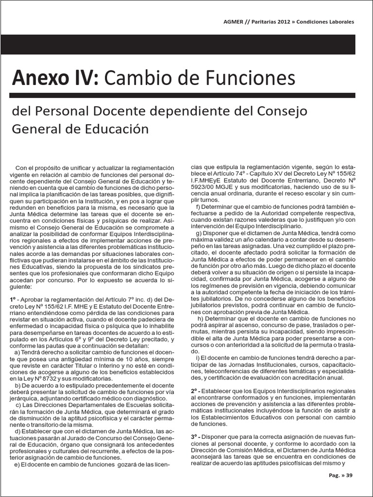 Cambio de Funciones Docentes 2012 | PDF | Maestros | Enseñando