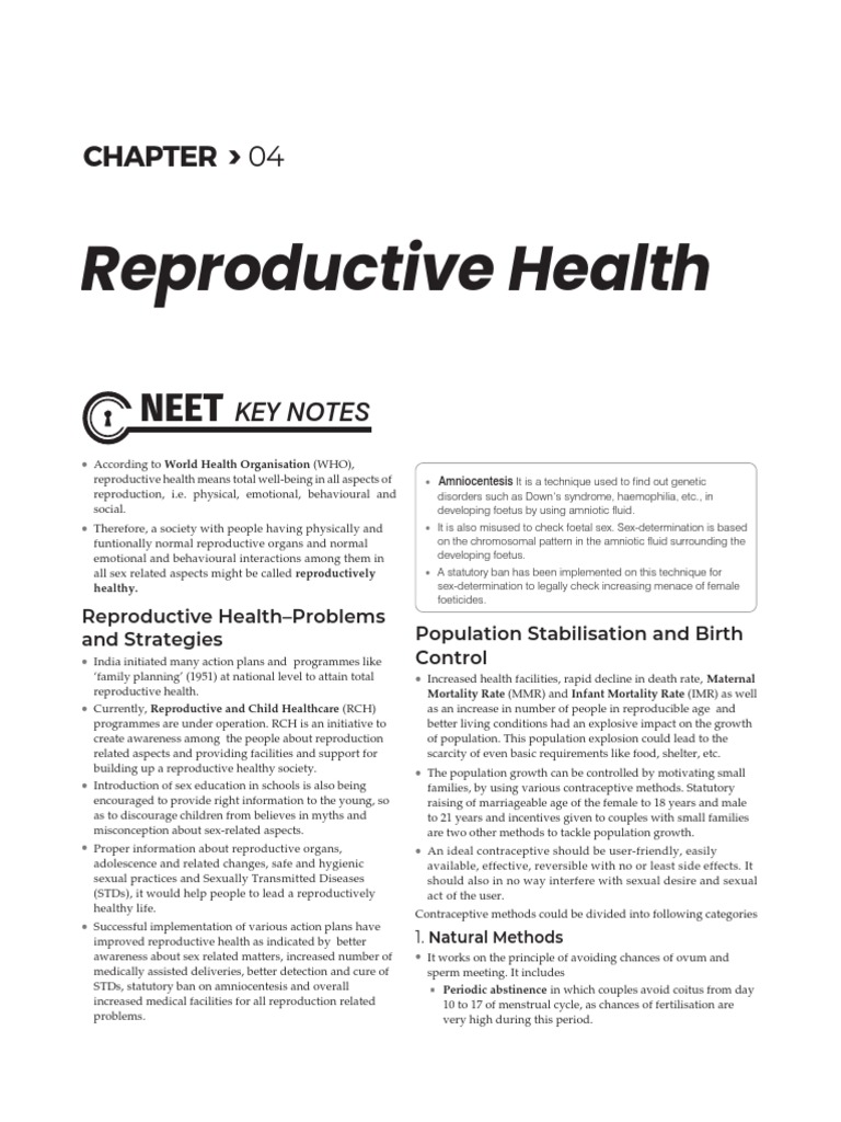 Reproductive Health and Contraceptive Methods | PDF | Sexually ...