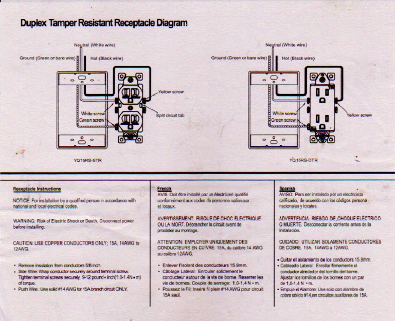 Duplex Tamper Resistant Receptacle Diagram | PDF