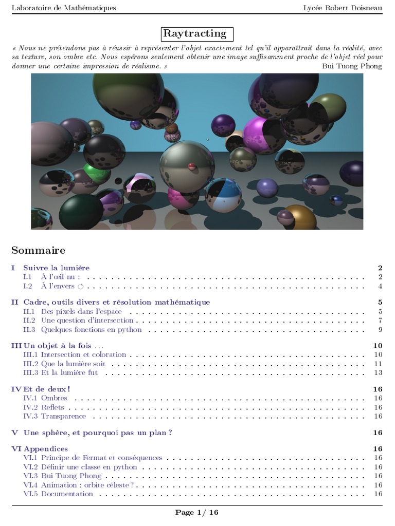 Introduction au Ray Tracing | PDF | Coordonnées cartésiennes | Lumière