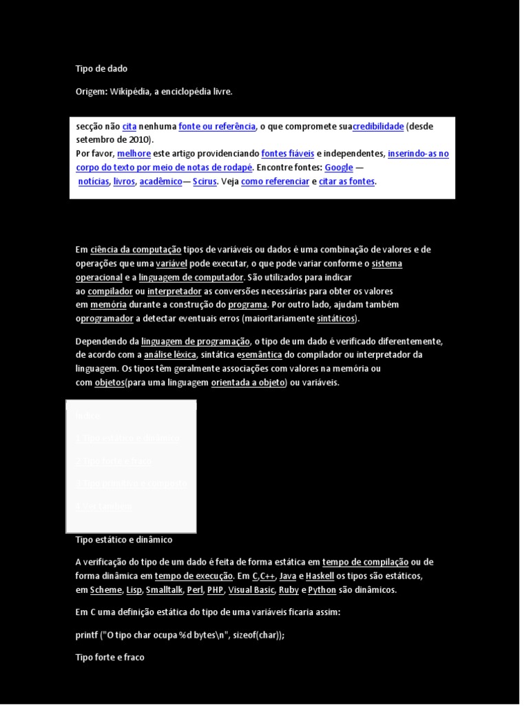 Tipos de Dados Primitivos | Download grátis PDF | Tipo de dados | Áreas ...