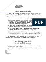Affidavit of Discrepancy Baptismal Certificate Doc RHEA MAE