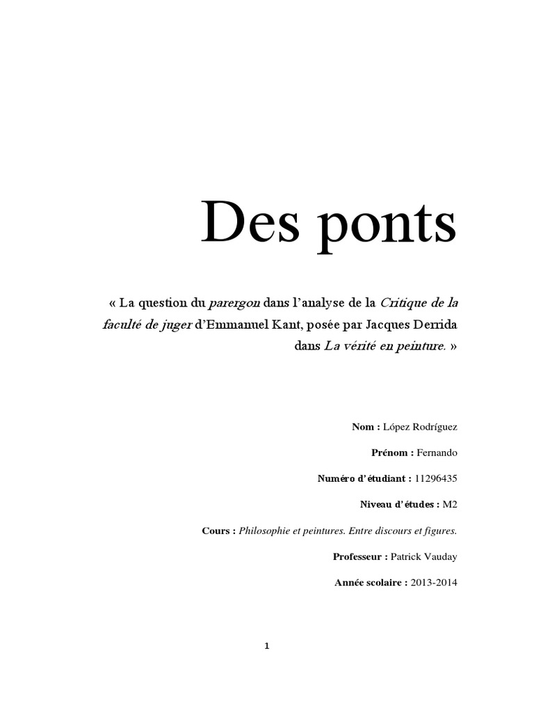 La troisième Critique de Kant et le Jugement | PDF | Emmanuel Kant ...