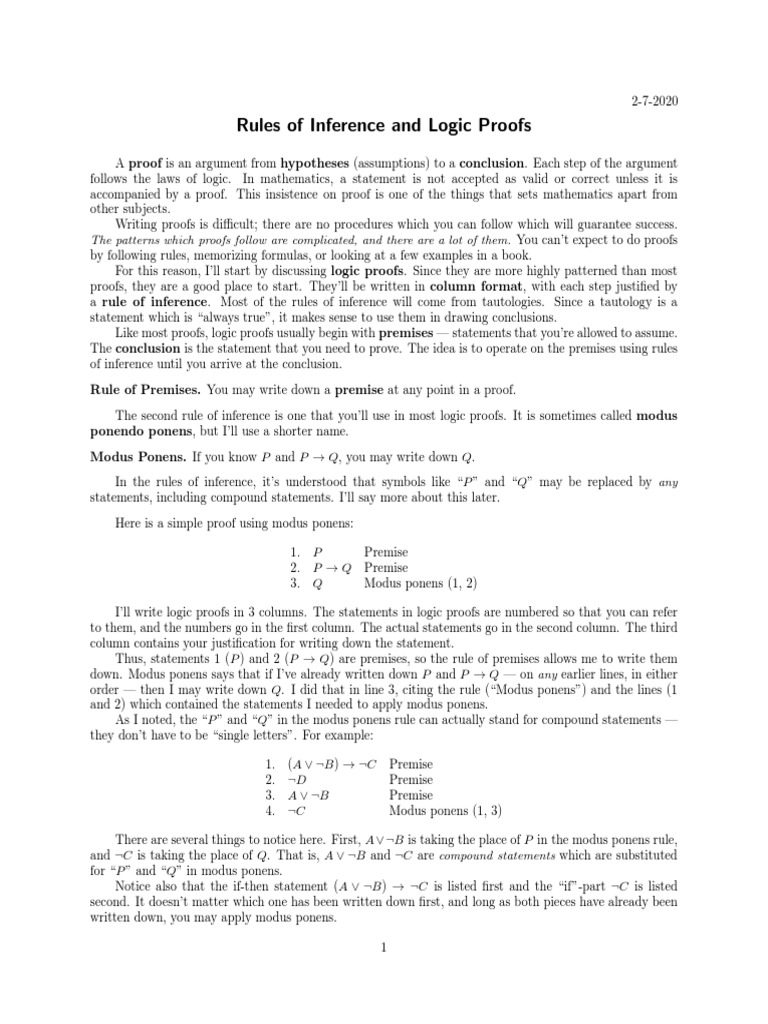 Rules of Inference | PDF | Logic | Mathematical Proof