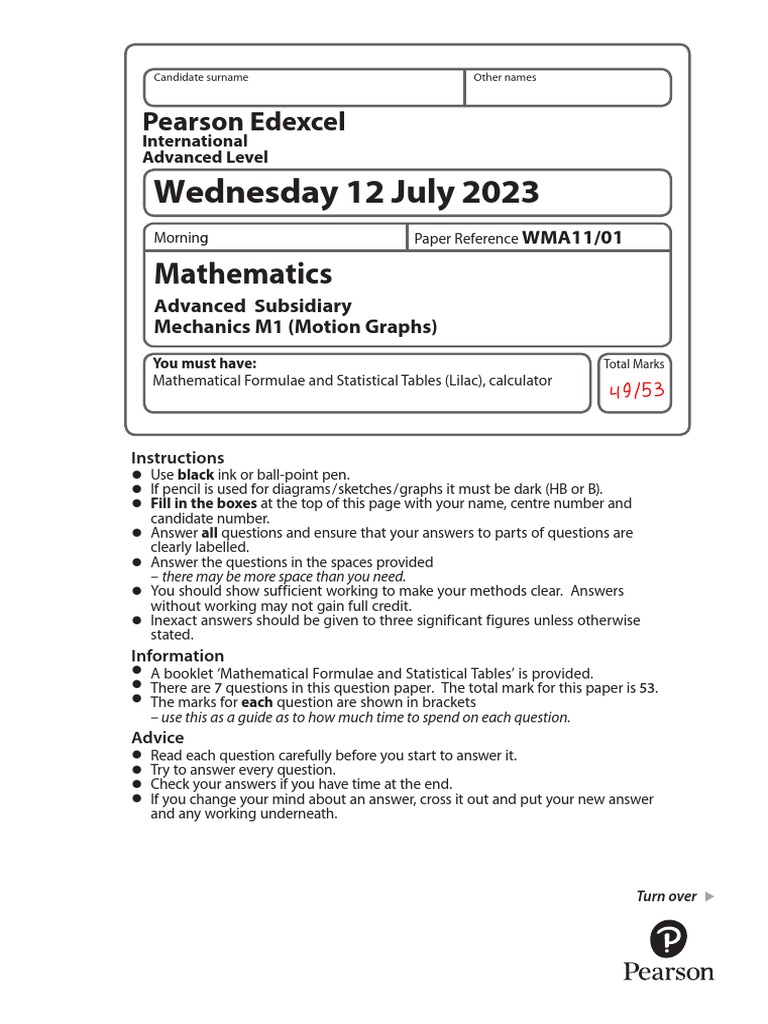 Mechanics M1 Motion Graphs Pdf Acceleration Speed