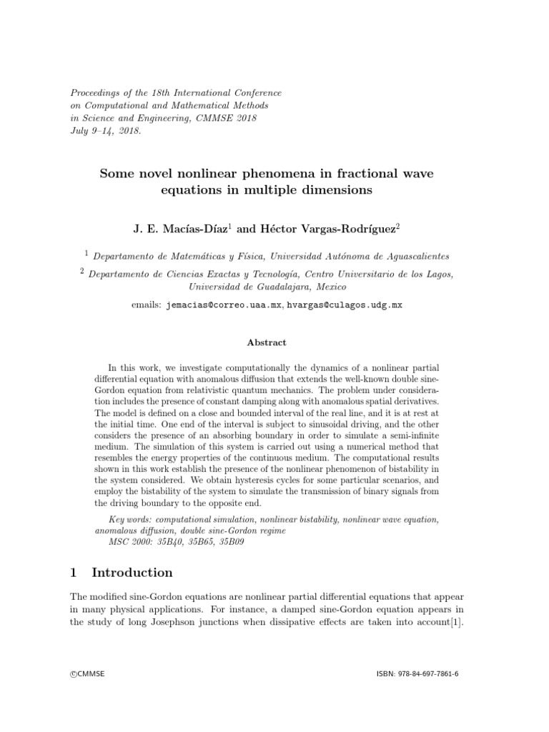 Nonlinear Bistability in Fractional Waves | PDF | Nonlinear System ...