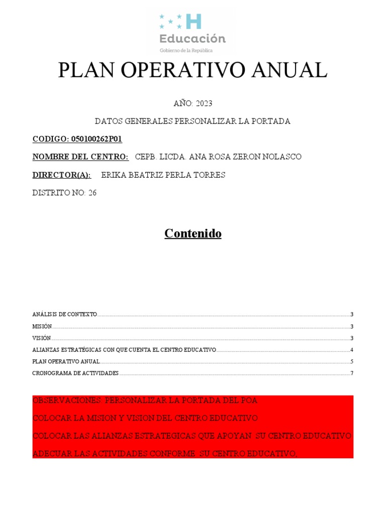 Plan Operativo Anual 2023 CEPB | PDF | Plan de estudios | Planificación