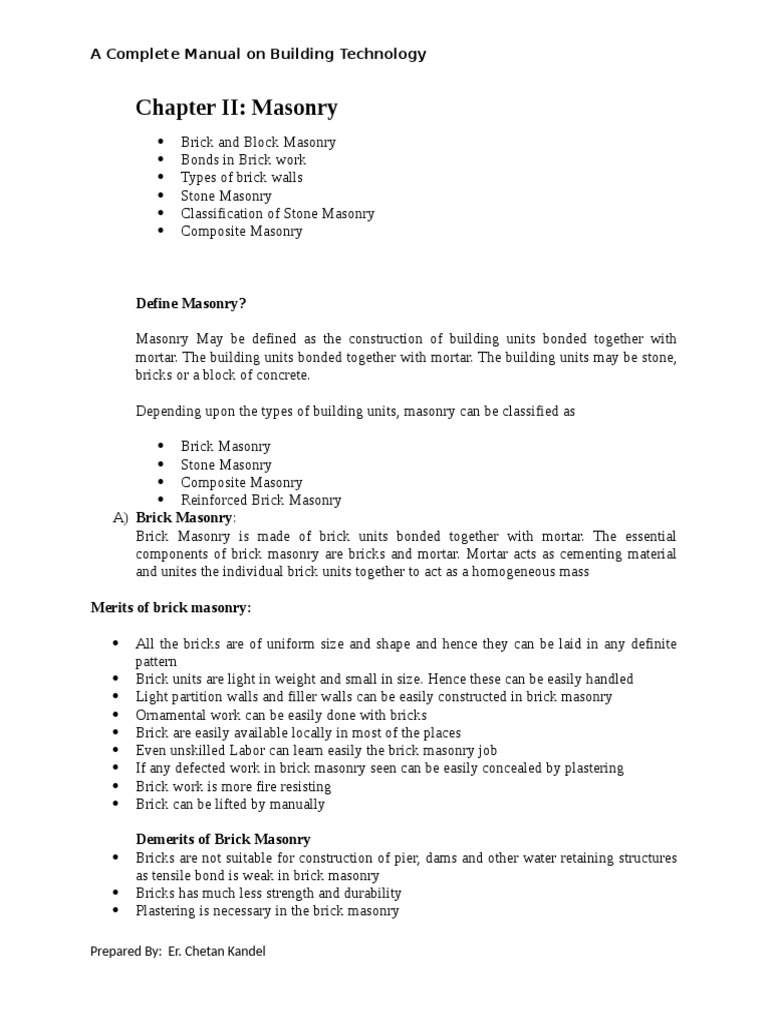 Brick Masonry Pdf Masonry Brick