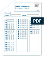 Hoja de Respuestas Matematica Monitoreo 2023 8 Basico