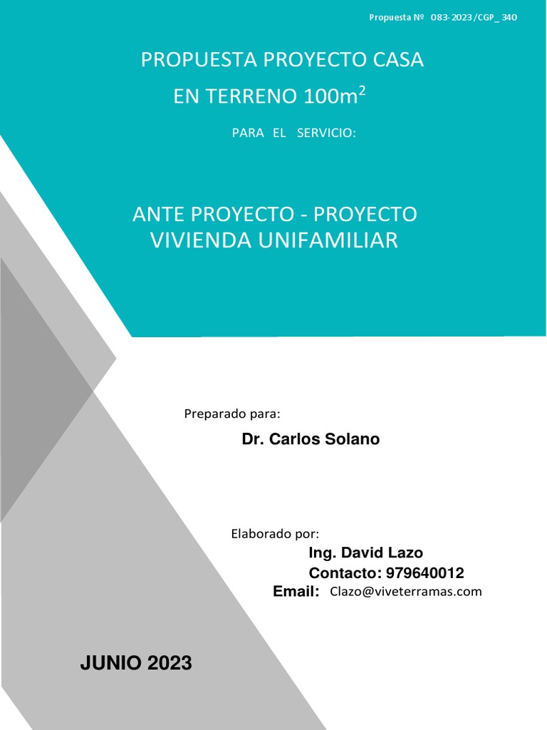 Cotización Vivienda Unifamiliar - Carlos Solano | PDF | Presupuesto | Diseño