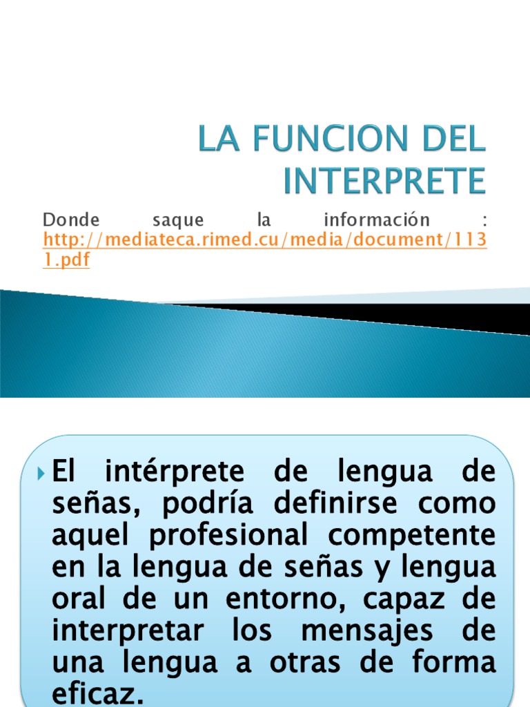 La Funcion Del Interprete PDF Lenguaje