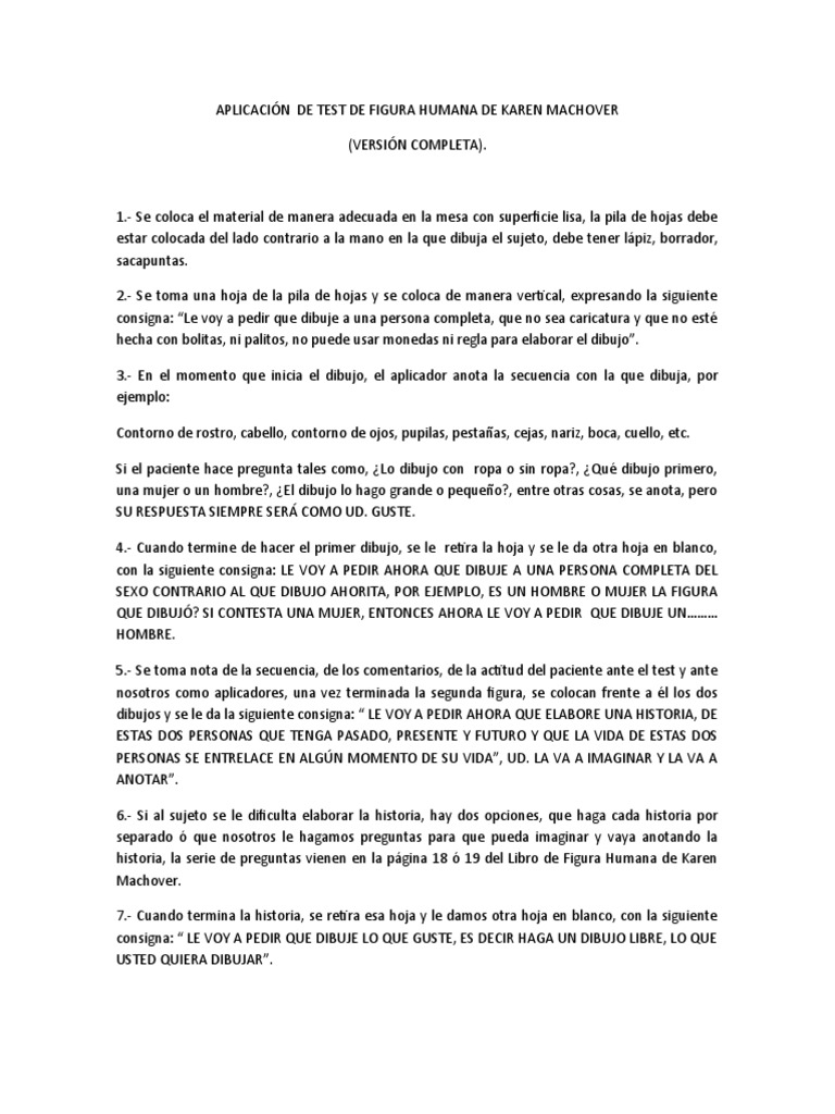 Aplicaci n de test de figura humana de karen machover pdf dibujo