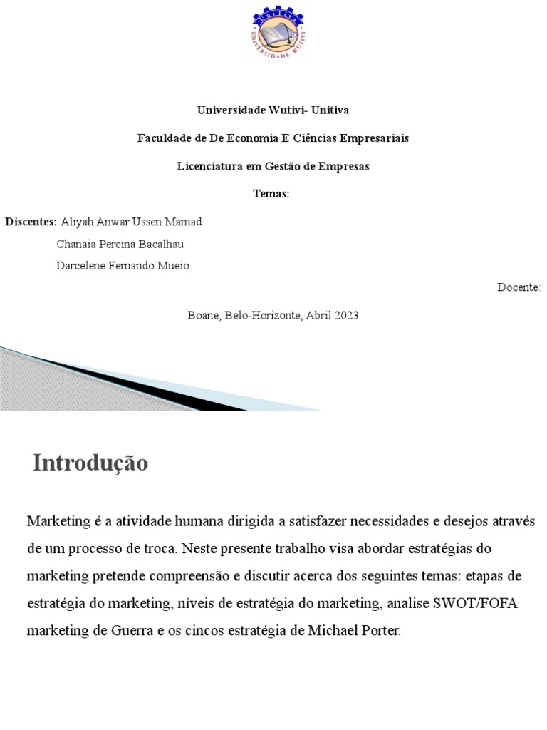 Estratégia de Marketing | PDF | Análise SWOT | Marketing