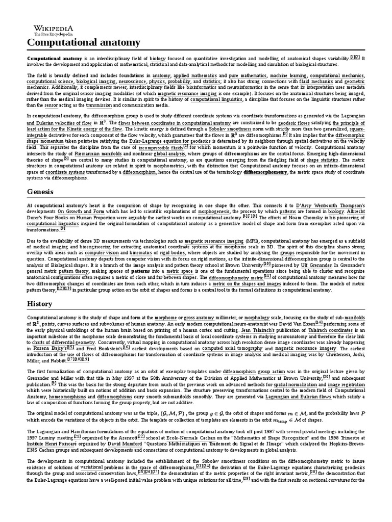 Computational Anatomy Pdf Mathematical Physics Mathematics