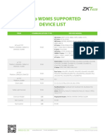 ZKBio WDMS Supported Device List