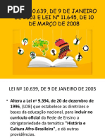 Leis 10.639/2003 e 11.645/2008: Educação Inclusiva | PDF