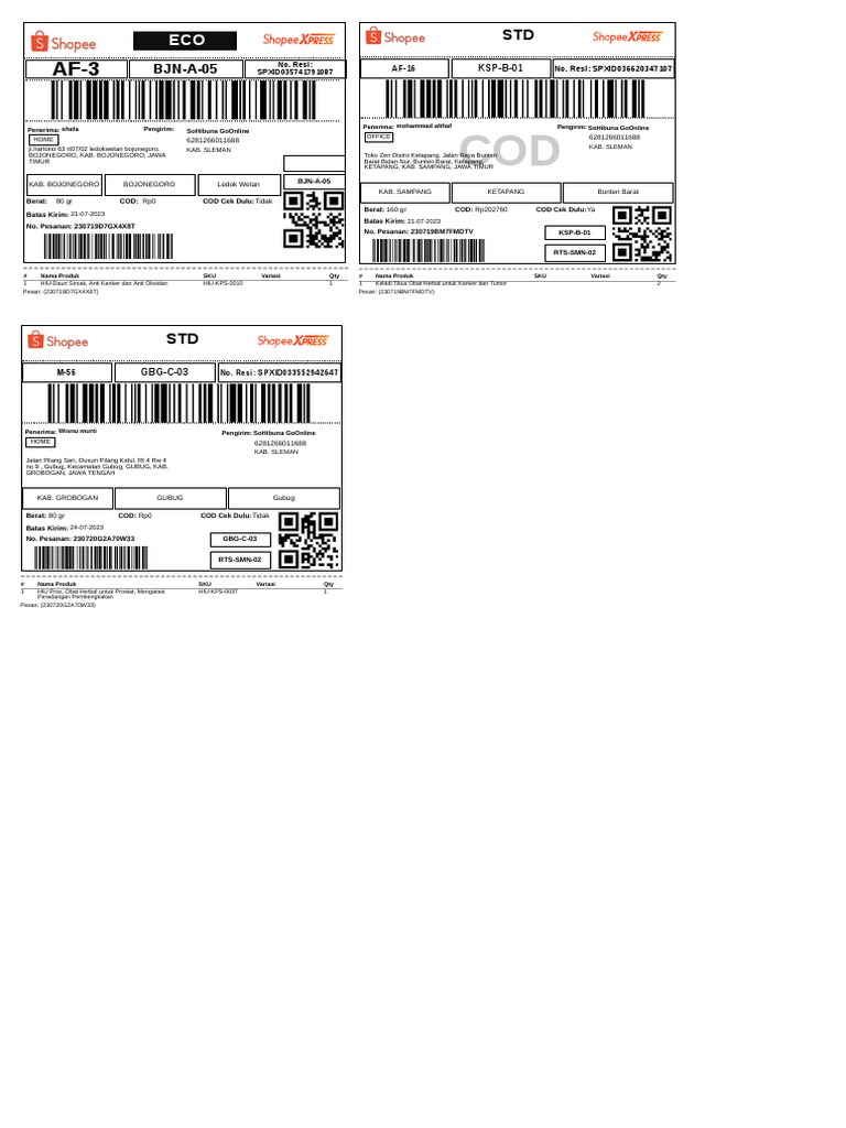 Cek Resi Pengiriman Shopee Express | PDF